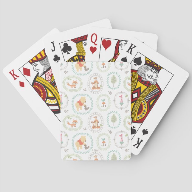 Winnie the Pooh | Cute Woodland Animals Pattern Playing Cards (Back)