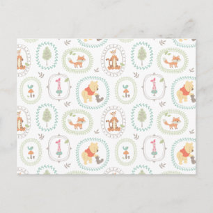 Winnie the Pooh Cute Woodland Animals Pattern Postcard