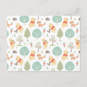 Winnie the Pooh Cute Woodland Animals Pattern Postcard