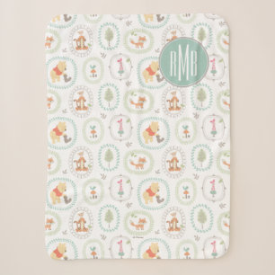 Winnie the Pooh   Cute Woodland Animals Pattern Sherpa Blanket