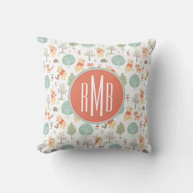 Winnie the Pooh | Cute Woodland Animals Pattern Throw Pillow (Front)