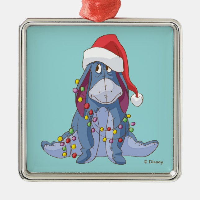 Winnie the Pooh | Eeyore Santa Claus Metal Ornament (Front)