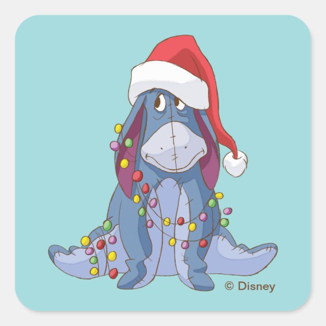 Winnie the Pooh | Eeyore Santa Claus Square Sticker (Front)