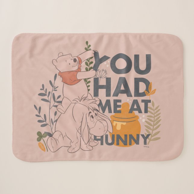 Winnie the Pooh & Eeyore | You had me at Hunny Sherpa Blanket (Front (Horizontal))