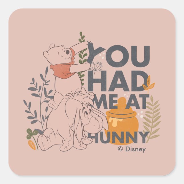 Winnie the Pooh & Eeyore | You had me at Hunny Square Sticker (Front)