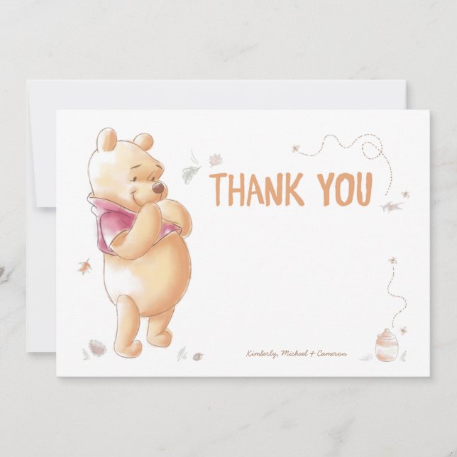  Winnie the Pooh | Fall First Birthday Thank You (Front)