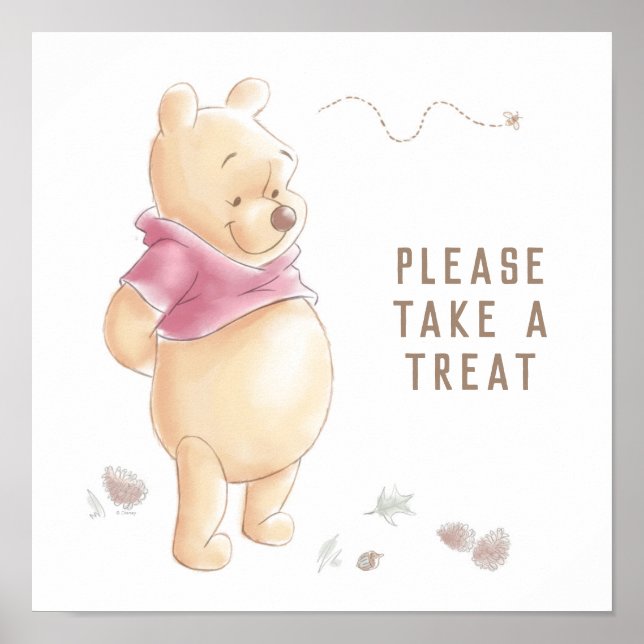 Winnie the Pooh Fall Harvest Pumpkin Baby Shower Poster (Front)
