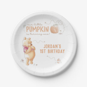  Winnie the Pooh   Fall Pumpkin First Birthday Pap Paper Plate