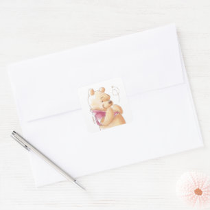 Winnie the Pooh   Fall Pumpkin First Birthday Square Sticker