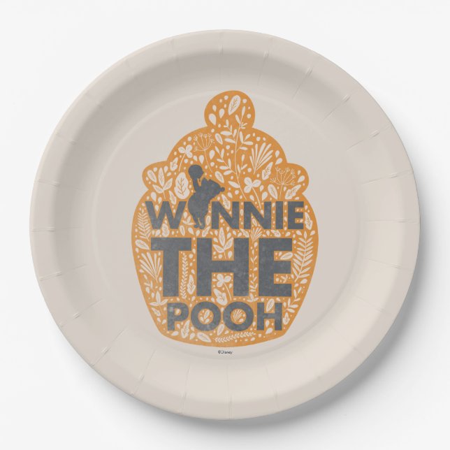 Winnie the Pooh Floral Hunny Pot Paper Plate (Front)