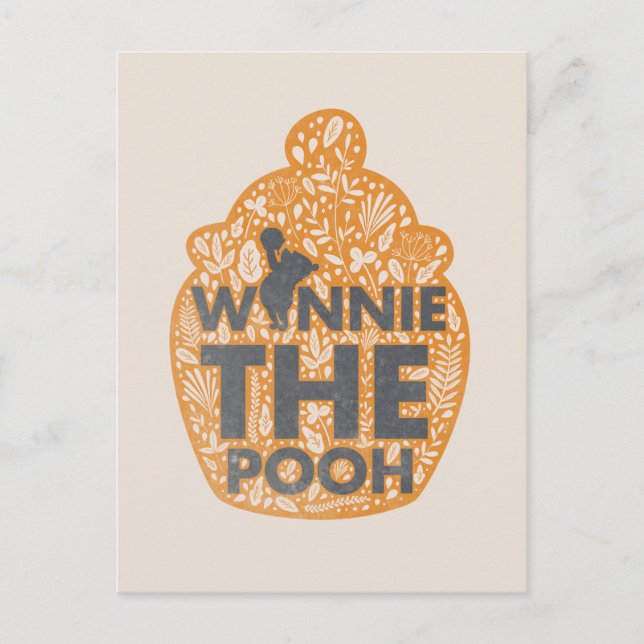 Winnie the Pooh Floral Hunny Pot Postcard (Front)