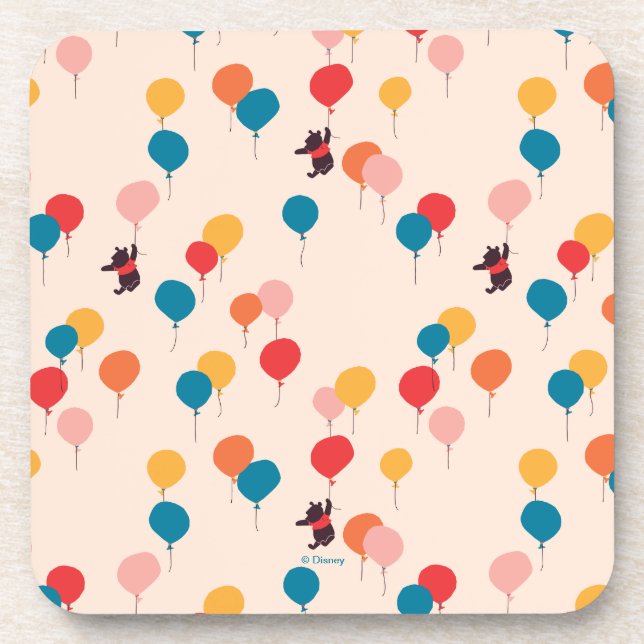 Winnie the Pooh | Flying High Balloon Pattern Coaster (Front)