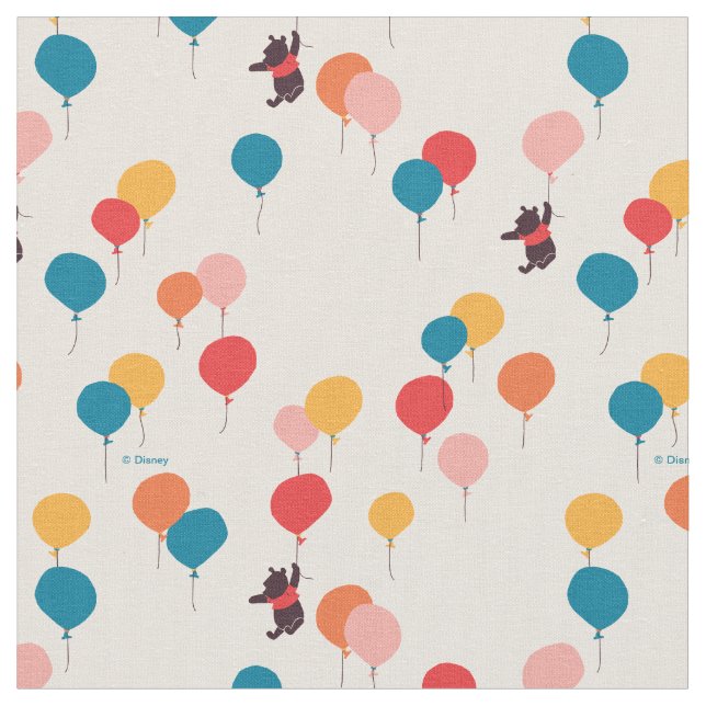 Winnie the Pooh | Flying High Balloon Pattern Fabric (Close Up)