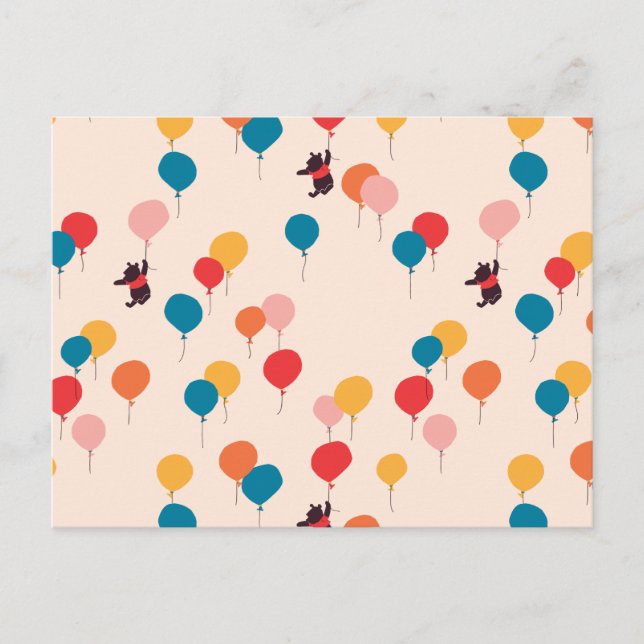 Winnie the Pooh | Flying High Balloon Pattern Postcard (Front)