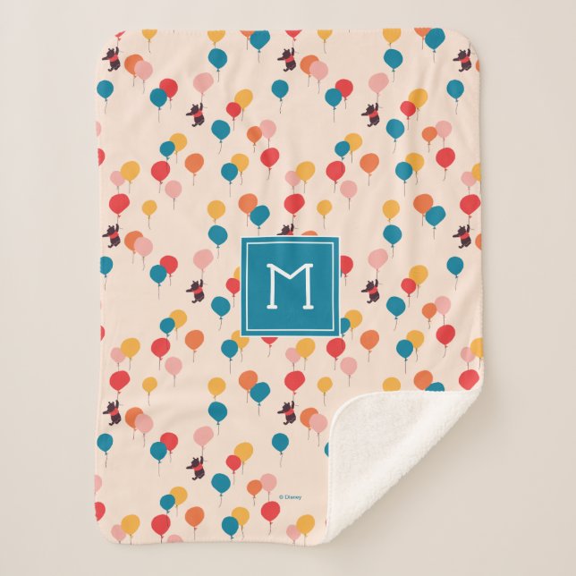 Winnie the Pooh | Flying High Balloon Pattern Sherpa Blanket (Front)