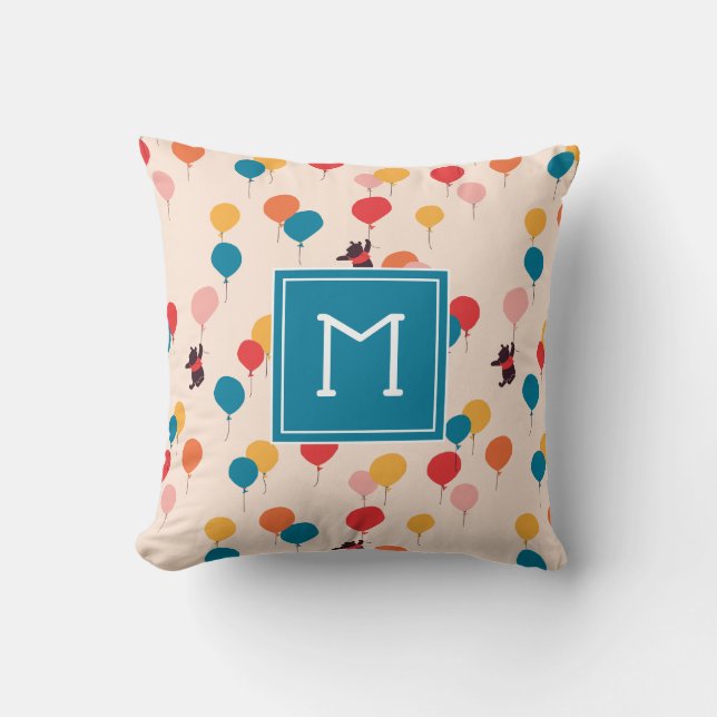 Winnie the Pooh | Flying High Balloon Pattern Throw Pillow (Front)