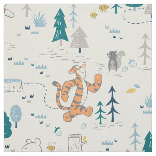 Winnie the Pooh   Forest Animals Pattern Fabric