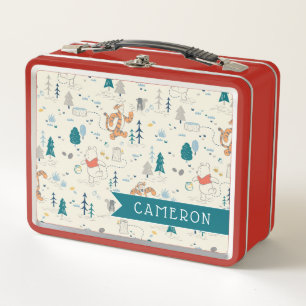 Winnie the Pooh   Forest Animals Pattern Metal Lunch Box