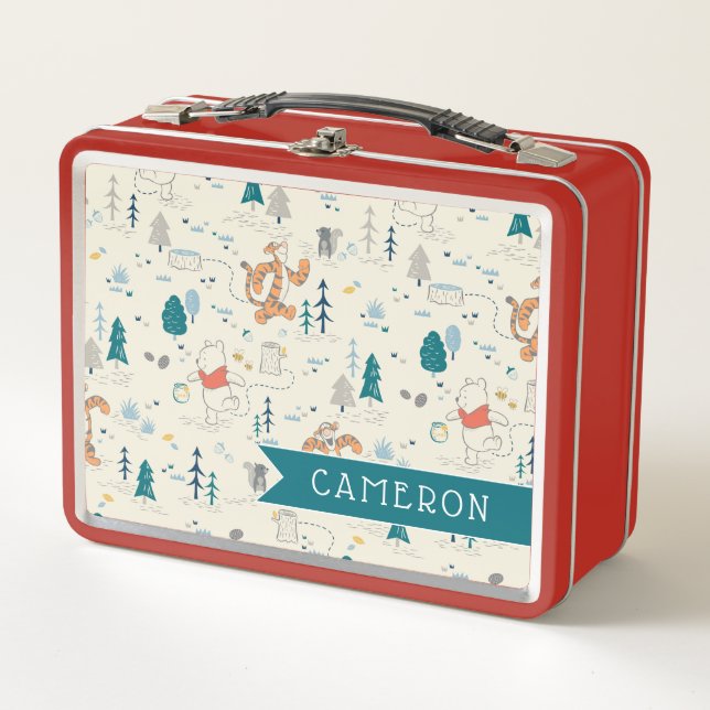 Winnie the Pooh | Forest Animals Pattern Metal Lunch Box (Front)