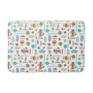 Winnie the Pooh   Friends Doodle Sketch Pattern Bath Mat