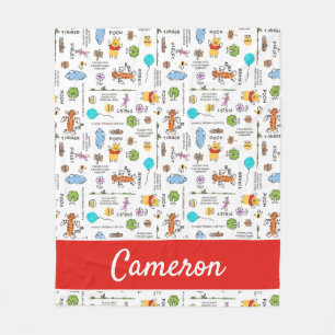 Winnie the Pooh   Friends Doodle Sketch Pattern Fleece Blanket