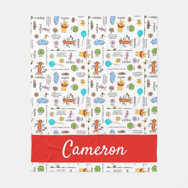 Winnie the Pooh | Friends Doodle Sketch Pattern Fleece Blanket (Front)