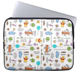 Winnie the Pooh   Friends Doodle Sketch Pattern Laptop Sleeve