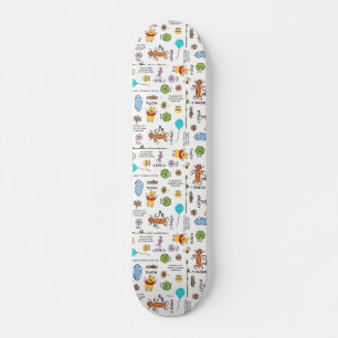 Winnie the Pooh   Friends Doodle Sketch Pattern Skateboard
