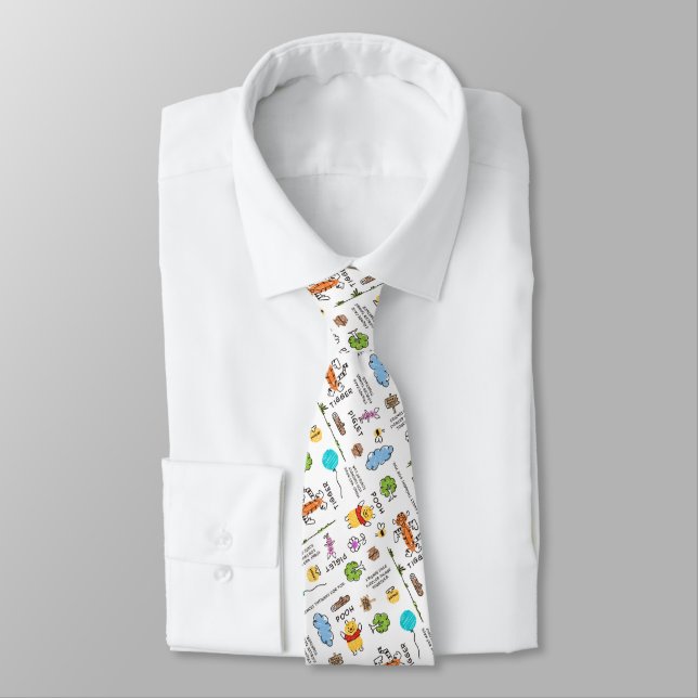 Winnie the Pooh | Friends Doodle Sketch Pattern Tie (Tied)