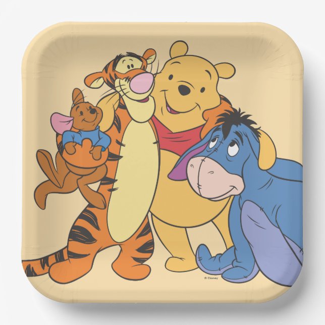 Winnie the Pooh & Friends Hug Paper Plate (Front)