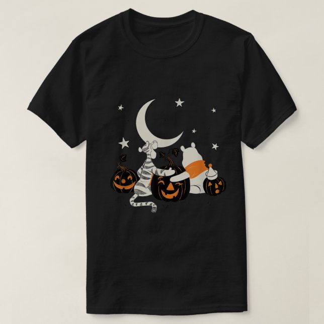 Winnie the Pooh  Halloween Tigger and Pooh Pumpkin T-Shirt (Design Front)