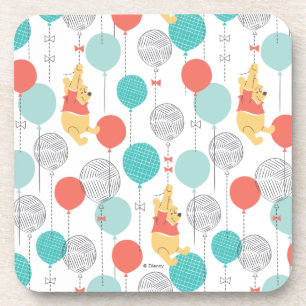 Winnie the Pooh   Hanging On Balloons Pattern Coaster