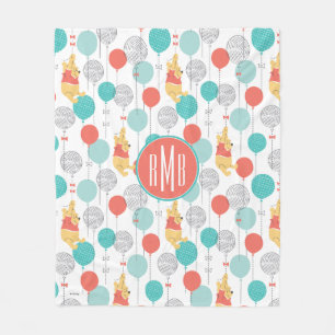 Winnie the Pooh   Hanging On Balloons Pattern Fleece Blanket
