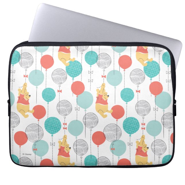 Winnie the Pooh | Hanging On Balloons Pattern Laptop Sleeve (Front)