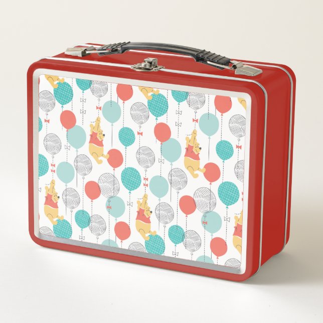 Winnie the Pooh | Hanging On Balloons Pattern Metal Lunch Box (Front)