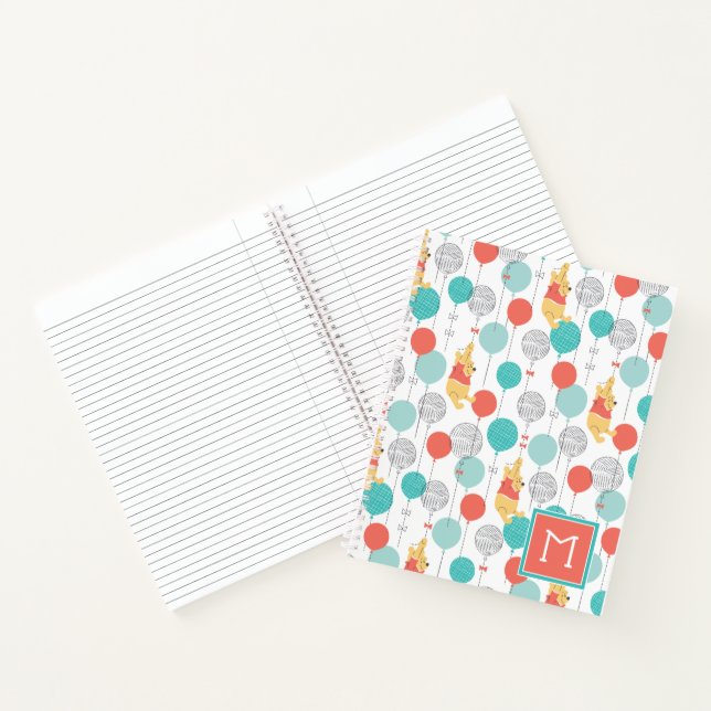 Winnie the Pooh | Hanging On Balloons Pattern Notebook (Inside)