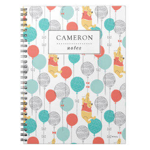 Winnie the Pooh Hanging On Balloons Pattern Notebook