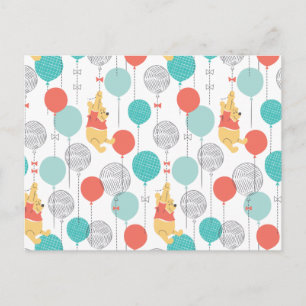Winnie the Pooh Hanging On Balloons Pattern Postcard