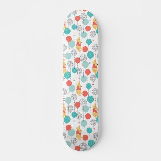 Winnie the Pooh | Hanging On Balloons Pattern Skateboard (Front)