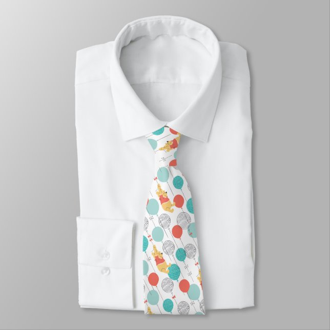 Winnie the Pooh | Hanging On Balloons Pattern Tie (Tied)