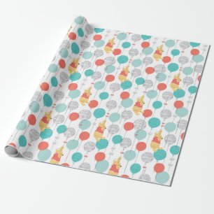 Winnie the Pooh   Hanging On Balloons Pattern Wrapping Paper