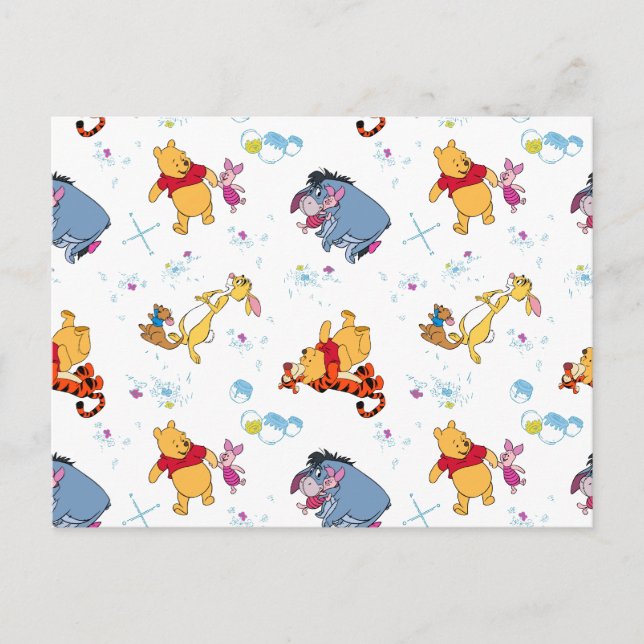 Winnie the Pooh | Hanging with Friends Pattern Postcard (Front)