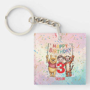 Winnie the Pooh   Happy Birthday Keychain