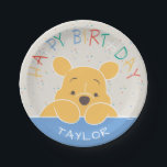 Winnie the Pooh | Happy Birthday Paper Plate<br><div class="desc">Celebrate a special birthday with a touch of magic from the Hundred Acre Wood using our Winnie the Pooh Happy Birthday Paper Plates. Featuring Pooh Bear in a delightful design, these plates are perfect for serving cake, snacks, or treats at your Disney-themed birthday party. Bring a whimsical touch to your...</div>