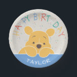 Winnie the Pooh | Happy Birthday Paper Plate<br><div class="desc">Celebrate a special birthday with a touch of magic from the Hundred Acre Wood using our Winnie the Pooh Happy Birthday Paper Plates. Featuring Pooh Bear in a delightful design, these plates are perfect for serving cake, snacks, or treats at your Disney-themed birthday party. Bring a whimsical touch to your...</div>