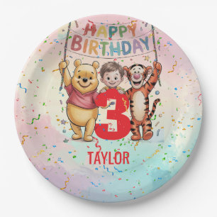 Winnie the Pooh   Happy Birthday Paper Plate