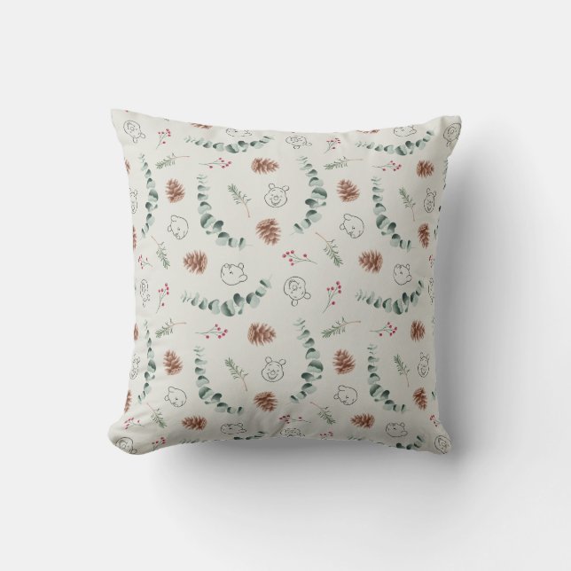Winnie the Pooh | Happy Christmas Pattern Throw Pillow (Front)