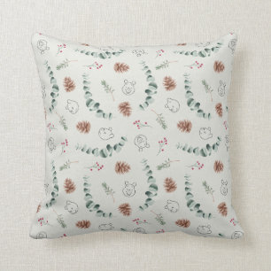 Winnie the Pooh   Happy Christmas Pattern Throw Pillow
