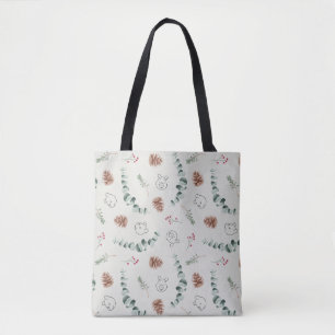 Winnie the Pooh   Happy Christmas Pattern Tote Bag