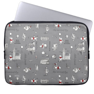 Winnie the Pooh   Hello Friends Gray Pattern Laptop Sleeve
